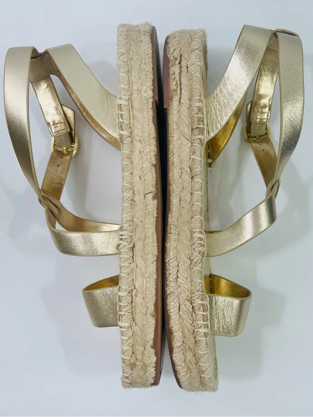 NWB Talbot’s Napa Leather Gold Espadrille Sandals - Women